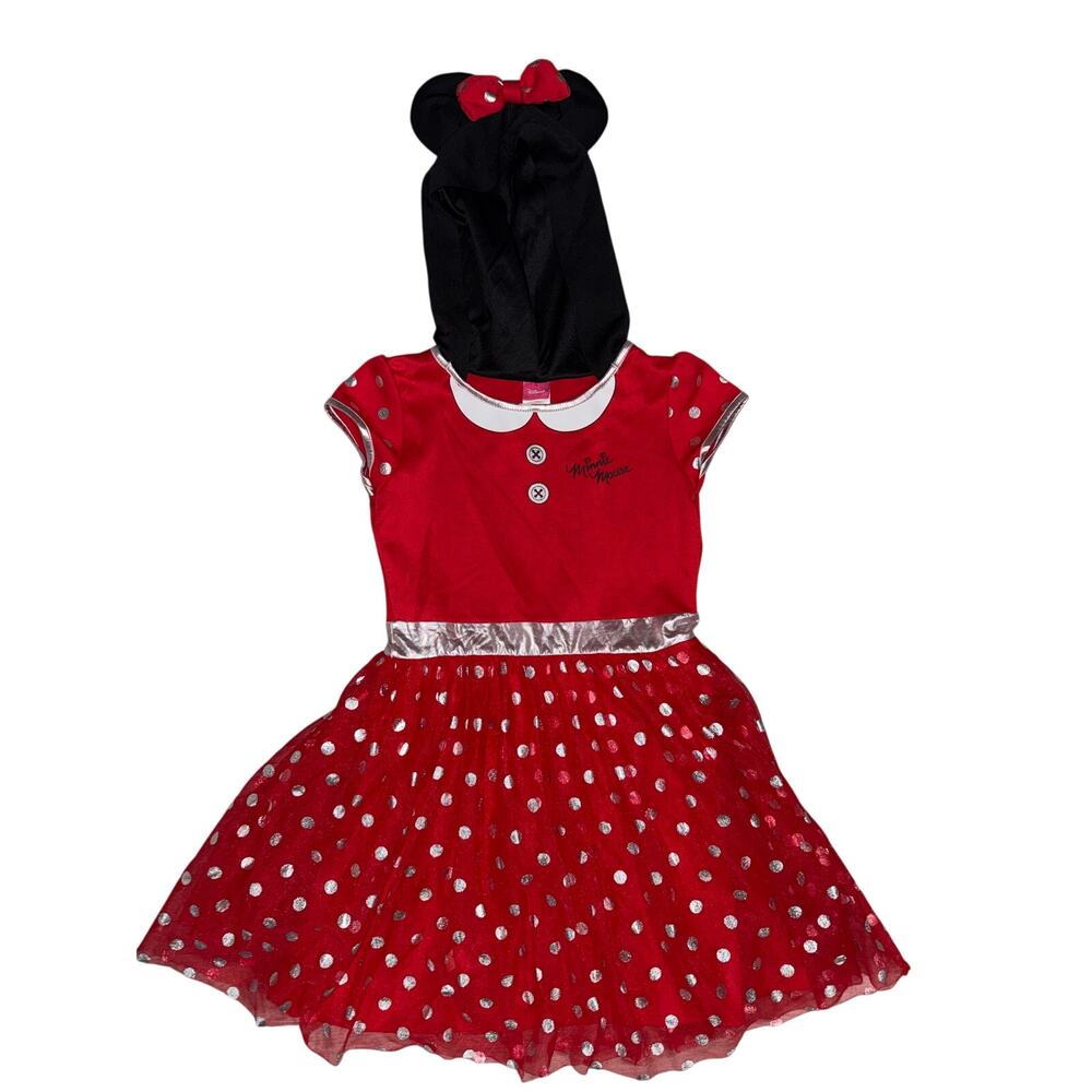 Disney Minnie Mouse Large 10/12 Halloween Costume Dress Up Play Red Dress Hooded
